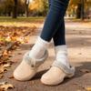 ChayChax Women and Men Fur Lined Clogs Memory Foam Warm Fuzzy Slippers Winter Waterproof Indoor Outdoor Slipper, Beige, 11-11.5 Women/9.5-10 Men view 3