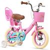 Glerc Maggie Girls Bike, 12 Inch Kids Bike for 2-4 Years Old Children, Princess Style Toddler Bike with Doll-Seat & Basket & Training Wheels, Pink view 1