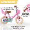 Glerc Maggie Girls Bike, 12 Inch Kids Bike for 2-4 Years Old Children, Princess Style Toddler Bike with Doll-Seat & Basket & Training Wheels, Pink view 3