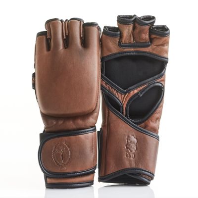 Modest Vintage Player, PRO Heritage Brown Leather MMA Gloves (Large/XL) - Genuine Full Grain Leather