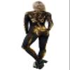 Honeystore Women's Skeleton Tight 1-Piece Jumpsuit Halloween Party Bodysuit Outfit BAX-199 M view 4