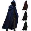 XUNRYAN Men's Renaissance Cloak Hooded Cardigan Long Cape Coat Retro Gothic Solid Cosplay Party Outfit Halloween Costume view 4