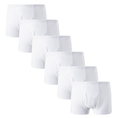 Winging Day Boys' Pure Cotton 6-Pack white Boxer Brief Underwear Size 10T