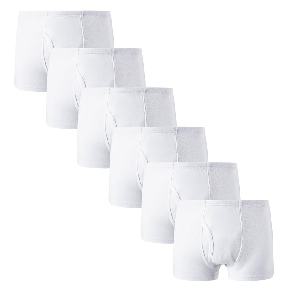 Winging Day Boys' Pure Cotton 6-Pack white Boxer Brief Underwear Size 10T