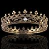 Full Crystal Queen King Wedding Queen Princess Prom Tiara Round Crown For Wedding Prom Bridal Party Costume (Dark Gold) view 3