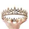 Full Crystal Queen King Wedding Queen Princess Prom Tiara Round Crown For Wedding Prom Bridal Party Costume (Dark Gold) view 4