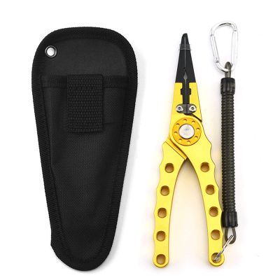 XIXIDIAN Fishing Pliers, Fish Lip Gripper, Muti-Function Fishing Pliers Hook Remover Split Ring with Sheath and Lanyard for Angler Friends or Family (Color : Yellow)