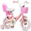 Glerc Maggie Girls Bike, 12 Inch Kids Bike for 3-5 Years Old Children, Princess Style Toddler Bike with Doll-Seat & Basket & Training Wheels, Pink & White view 1