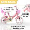 Glerc Maggie Girls Bike, 12 Inch Kids Bike for 3-5 Years Old Children, Princess Style Toddler Bike with Doll-Seat & Basket & Training Wheels, Pink & White view 3