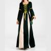 tuduoms Women Renaissance Medieval Costume Irish Long Dress Velvet Victorian Long Ball Gown Gothic Princesss Cosplay Costume Green view 3