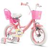 Glerc Maggie Girls Bike, 14 Inch Kids Bike for 3-5 Years Old Children, Princess Style Kids Bicycle with Doll-Seat & Basket & Training Wheels, Pink & White view 1