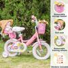 Glerc Maggie Girls Bike, 14 Inch Kids Bike for 3-5 Years Old Children, Princess Style Kids Bicycle with Doll-Seat & Basket & Training Wheels, Pink & White view 2