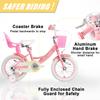 Glerc Maggie Girls Bike, 14 Inch Kids Bike for 3-5 Years Old Children, Princess Style Kids Bicycle with Doll-Seat & Basket & Training Wheels, Pink & White view 3