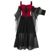 Medieval Costume Women with Corset, Gothic Clothes Cold Shoulder Steampunk Corset Dress Butterfly Sleeve Maxi Dress view 1