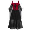 Medieval Costume Women with Corset, Gothic Clothes Cold Shoulder Steampunk Corset Dress Butterfly Sleeve Maxi Dress view 2