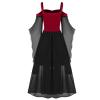 Medieval Costume Women with Corset, Gothic Clothes Cold Shoulder Steampunk Corset Dress Butterfly Sleeve Maxi Dress view 4