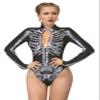 Honeystore Women's Skeleton Tight 1-Piece Swimsuit Halloween Party Bodycon Outfit BKAM-001 L