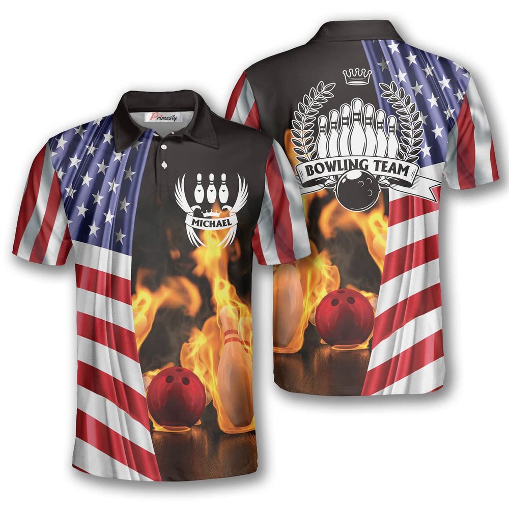 PRIMESTY Custom Bowling Shirts for Men, Personalized Bowling Jerseys with Name and Team Name, Custom Bowling Polo Shirts
