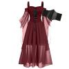 Medieval Costume Women with Corset, Gothic Clothes Cold Shoulder Steampunk Corset Dress Butterfly Sleeve Maxi Dress view 1