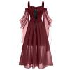 Medieval Costume Women with Corset, Gothic Clothes Cold Shoulder Steampunk Corset Dress Butterfly Sleeve Maxi Dress view 2