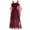 Medieval Costume Women with Corset, Gothic Clothes Cold Shoulder Steampunk Corset Dress Butterfly Sleeve Maxi Dress view 3
