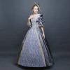 tuduoms Women's Renaissance Regency Dress Long Ball Gown Plus Size Halloween Cosplay Costumes 18th Century Medieval Dresses Gray view 2