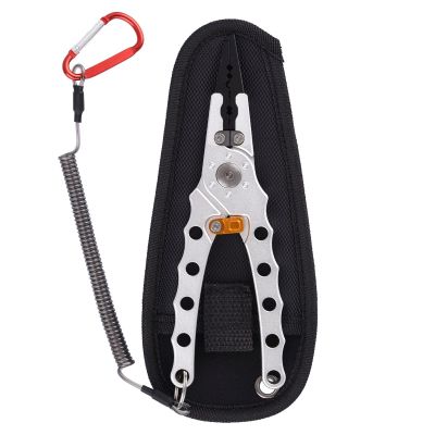 FRAHS Fishing Pliers, Fishing Gear Split Ring Pliers Hook Remover Fishing Equipment with Sheath & Lanyard, Fishing Gifts for Men (Color : Silver)