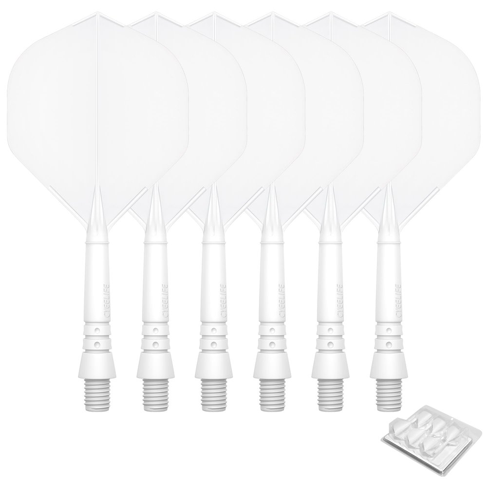 CyeeLife 6pcs Molded Dart Flights and Shafts,one Piece Integrated Accessory CF02A White-M