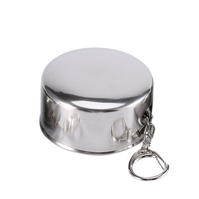 Stainless Steel Camping Mug Camping Folding Cup, Portable Outdoor Travel Demountable foldable Cup with Keychain For Survival, Hiking, Picnic(L)