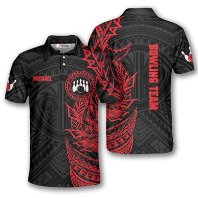 PRIMESTY Men's Custom Bowling Polo Shirts, Personalized Team Jerseys, Classic Fit, Short Sleeve, Collared, Style12