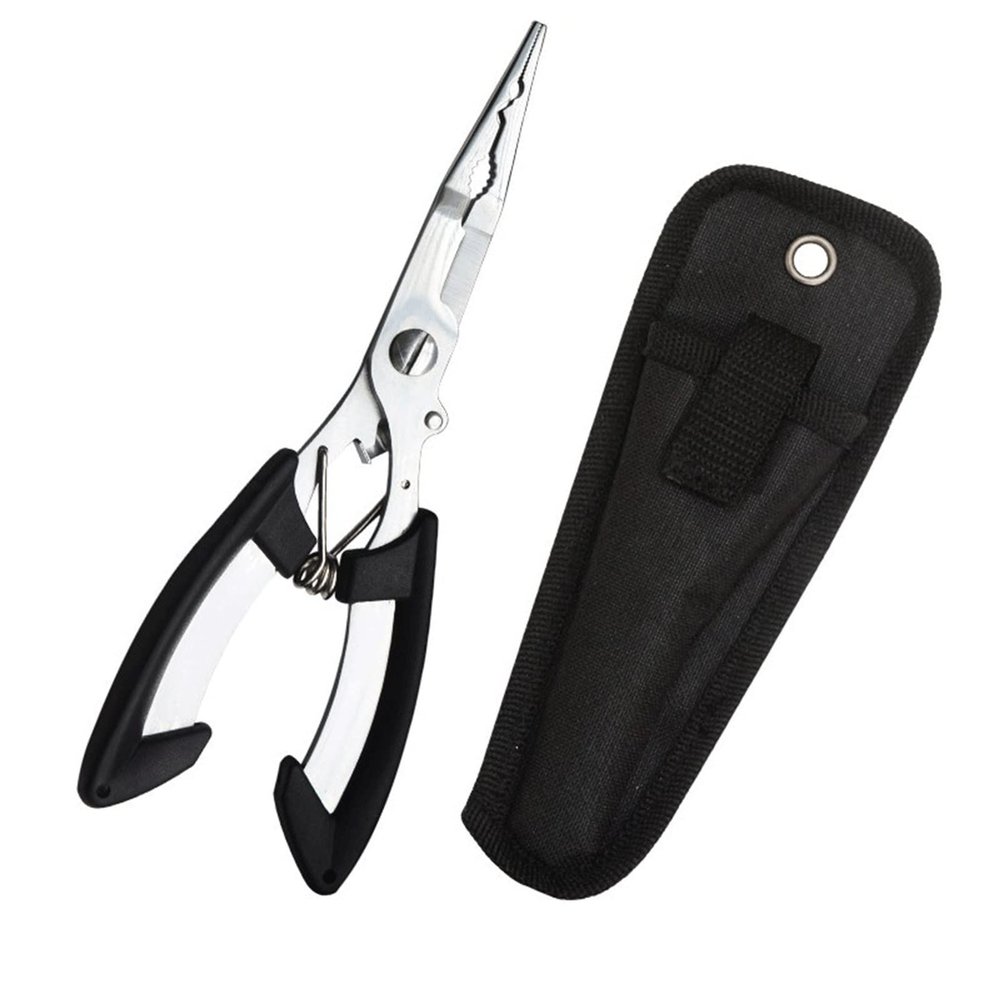 Sxdthy Stainless Steel Fishing Pliers, Fishing Tackle Kit, Fishing Multitool Hook Remover for Fishermen (Color : Black)