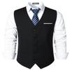 ZEROYAA Men's Hipster Urban Design 3 Pockets Business Formal Dress Vest for Suit Tuxedo ZLSV16-1-Black White Medium view 1