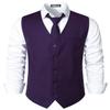 ZEROYAA Men's Hipster Urban Design 3 Pockets Business Formal Dress Vest for Suit Tuxedo ZLSV16-Dark Purple XX-Large view 1