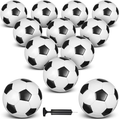 HyDren 12 Packs Soccer Ball with Pump Official Size Soccer Ball for Indoor Outside Training Practice Sport Gift Charity Donation(Size 5,Black, White)