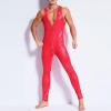 JEShifangjiusu Men'S Shiny Patent Leather Catsuit Full Body Tight Zipper Jumpsuit Crotch Zip Clubwear Leggings Clothing (Red,Medium) view 3