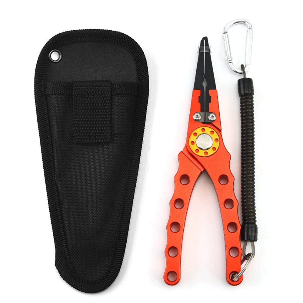 XIXIDIAN Fishing Pliers, Fish Lip Gripper, Muti-Function Fishing Pliers Hook Remover Split Ring with Sheath and Lanyard for Angler Friends or Family (Color : Orange)