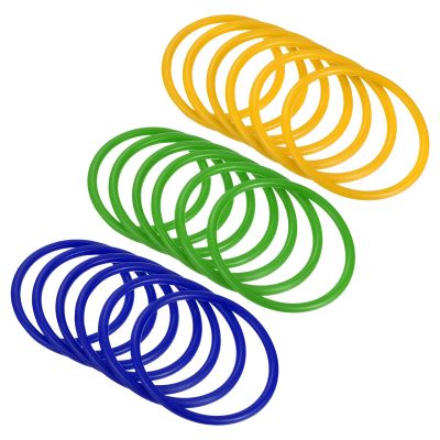 PATIKIL Carnival Ring-Toss Rings 8cm ID, 18 Pack Plastic Hoop for Outdoor Party Favor Game Booth (Blue, Green, Yellow)