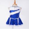 Oyolan Kids Girls Shiny Sequins Cheer Leader Uniform Outfit Sleeveless Zipper Back Cheerleading Dance Dress Royal Blue 10 Years view 3