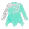 Oyolan Girls Kids Rhinestone Long Sleeve Figure Skating Dress Hollow Back Gymnastic Leotard Dance Performance Costume Blue-Green 14 Years view 3