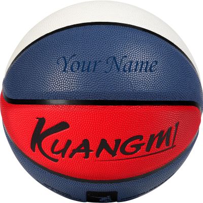 Kuangmi Personalized Basketball Fancy Streetball Indoor Outdoor (Size 7/29.5) (A-Blue Red White+Name)