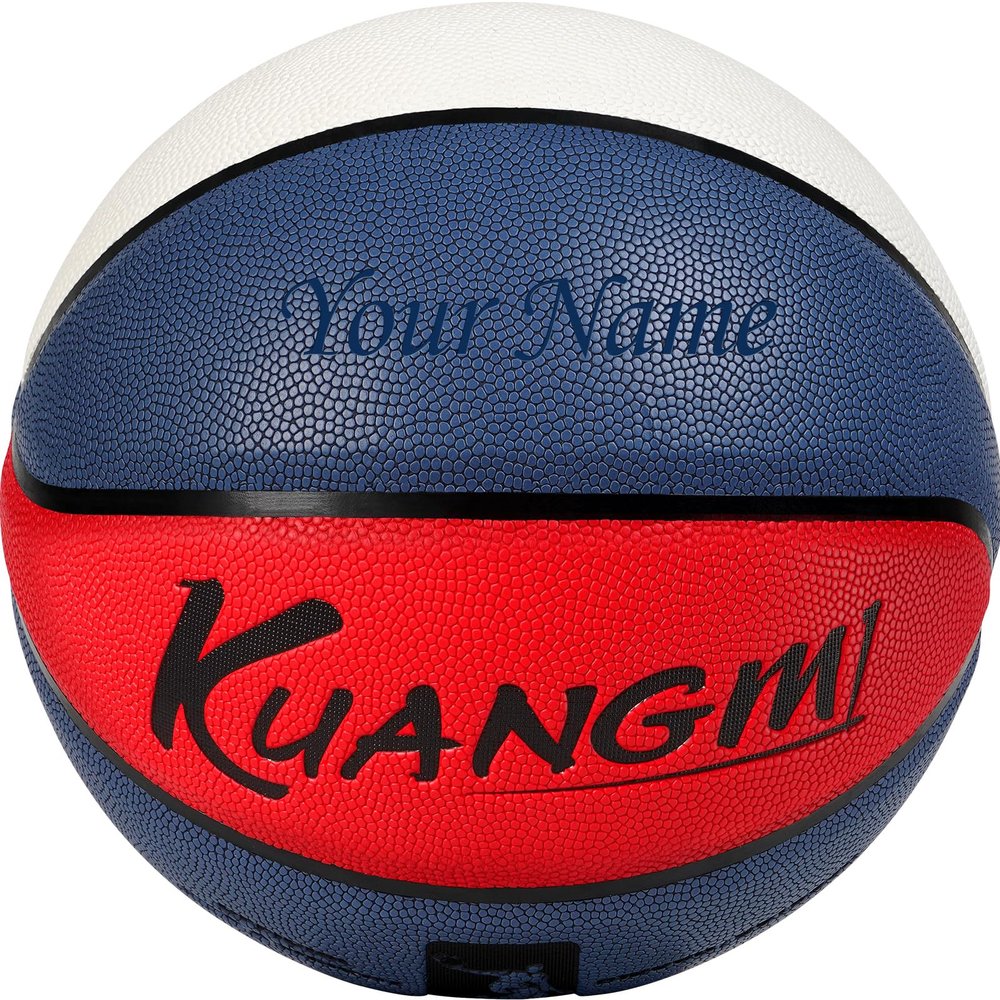 Kuangmi Personalized Basketball Fancy Streetball Indoor Outdoor (Size 7/29.5) (A-Blue Red White+Name)