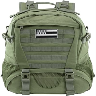 LIMHOO Tactical Backpack for Men Military Molle Bag Hiking Day Pack 27L Army Waterproof EDC Rucksack with USA Flag Patch (Army Green)