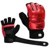 FitsT4 Sports Half Mitts MMA UFC Training Boxing Punch Bag Kickboxing Sparring Grappling Martial Arts Muay Thai Taekwondo Wrist Wraps Support Gloves for Women Men Kids Red L view 2