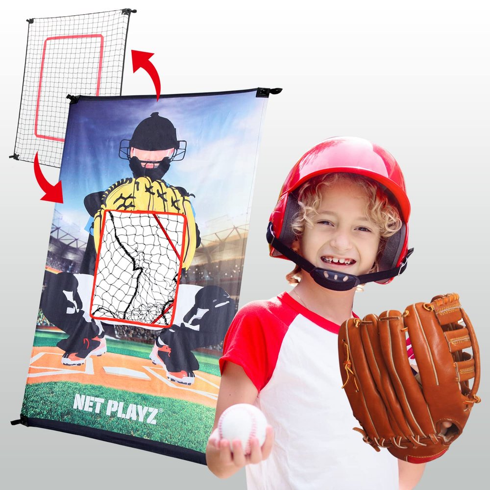 Baseball Practice Net Pitching Net, Baseball Gift Set for Kids Teens & Children - Pitch Target Panel + Pitchback Rebounder | Pitch Target Panel + Pitchback Rebounder 2in1 Quick Setup