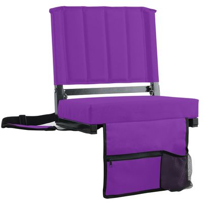 SPORT BEATS Stadium Seats with Back Support Bleacher Chairs with Back and Cushion Thick Padded Bleacher Seats Includes Shoulder Strap Dark Purple 1pc Regular - 17" W x 12" D x 16.5" H