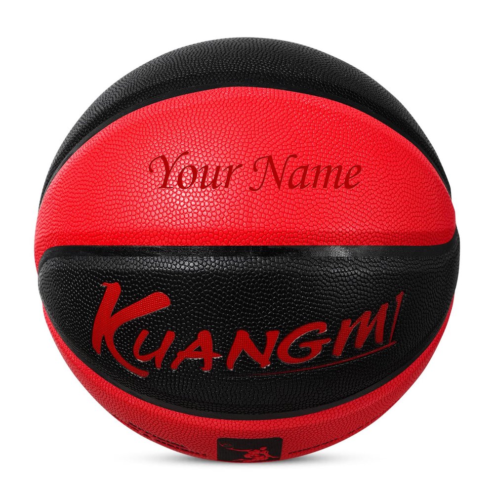 Kuangmi Personalized Basketball Fancy Streetball Indoor Outdoor (Size 7/29.5) (Black Red+Name)