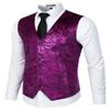 ZEROYAA Mens Hipster Metallic Paisley Printed Single Breasted V-Neck Suit Vest/Tuxedo Waistcoat Z49-Purple Large view 3
