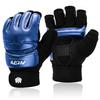 FitsT4 Sports Half Mitts MMA UFC Training Boxing Punch Bag Kickboxing Sparring Grappling Martial Arts Muay Thai Taekwondo Wrist Wraps Support Gloves for Women Men Kids Blue XS view 1
