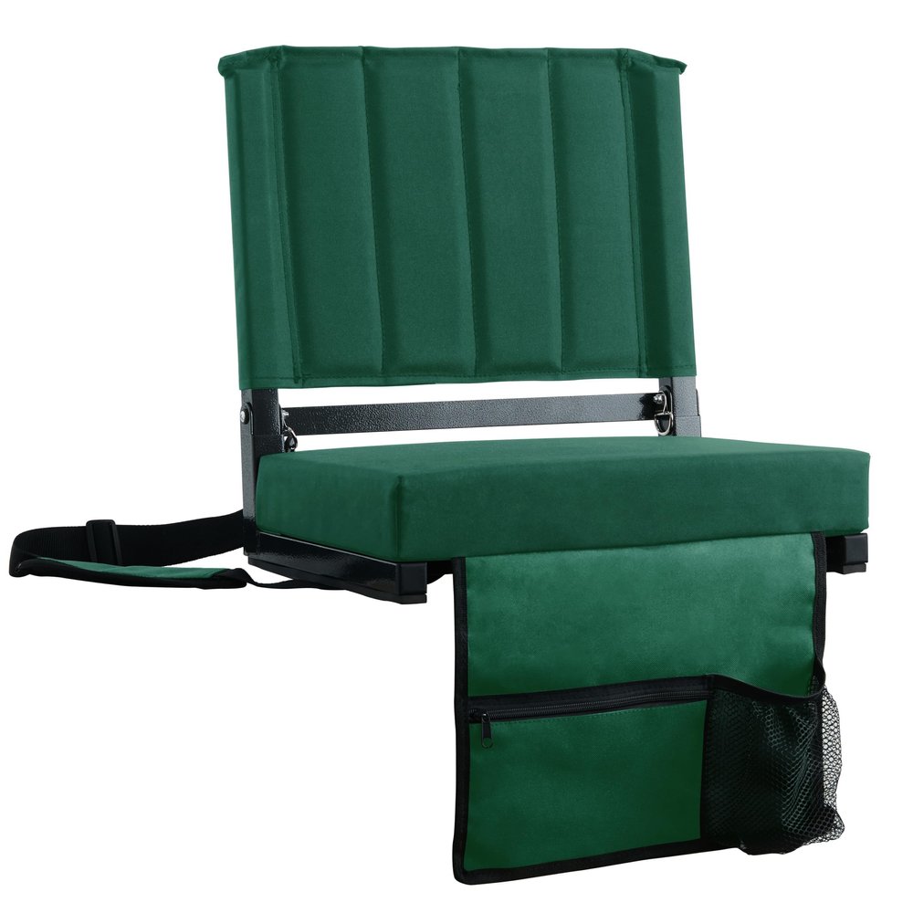 SPORT BEATS Stadium Seats with Back Support Bleacher Chairs with Back and Cushion Thick Padded Bleacher Seats Includes Shoulder Strap Huntergreen 1pc Regular - 17" W x 12" D x 16.5" H