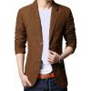 Maiyifu-GJ Men's 2 Buttons Casual Sport Coats Lightweight Single Breasted Slim Fit Suit Blazer Cotton Formal Dress Jackets (Brown,7X-Large) view 1